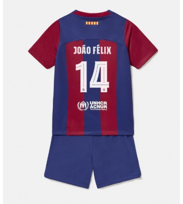 Barcelona Joao Felix #14 Replica Home Stadium Kit for Kids 2023-24 Short Sleeve (+ pants)